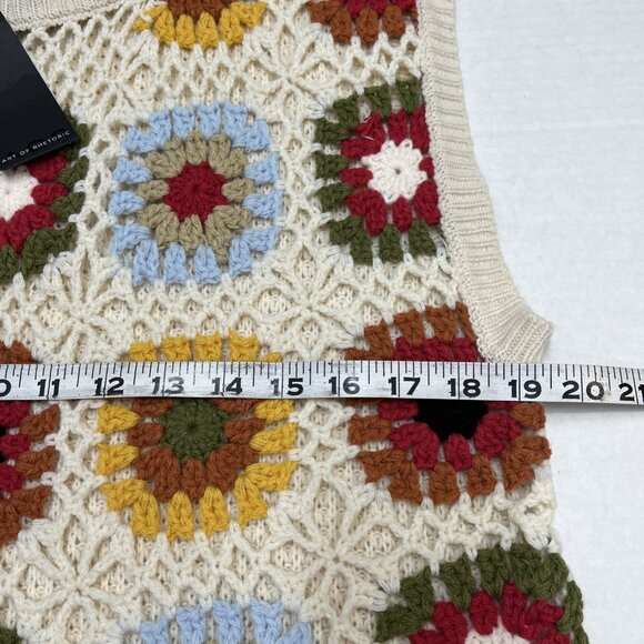 Art Of Rhetoric Sweater Vest Womens M Crochet Granny Square Afghan Boho Hippie - Picture 5 of 9